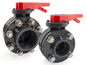 Metric Grey PVC Butterfly Valve with Flanges